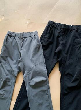 秋冬“3D立体弯刀神裤”户外轻薄结构加厚加绒软壳冲锋裤直筒长裤