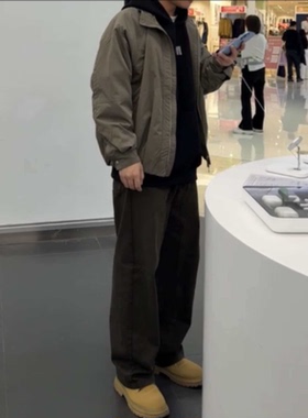 春秋新款美式复古潮流宽松冲锋衣休闲户外百搭外套基础款夹克男