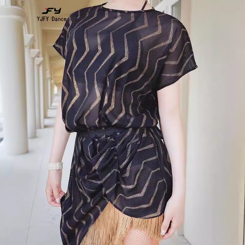 又见梵羽拉丁舞蹈服透视连衣裙