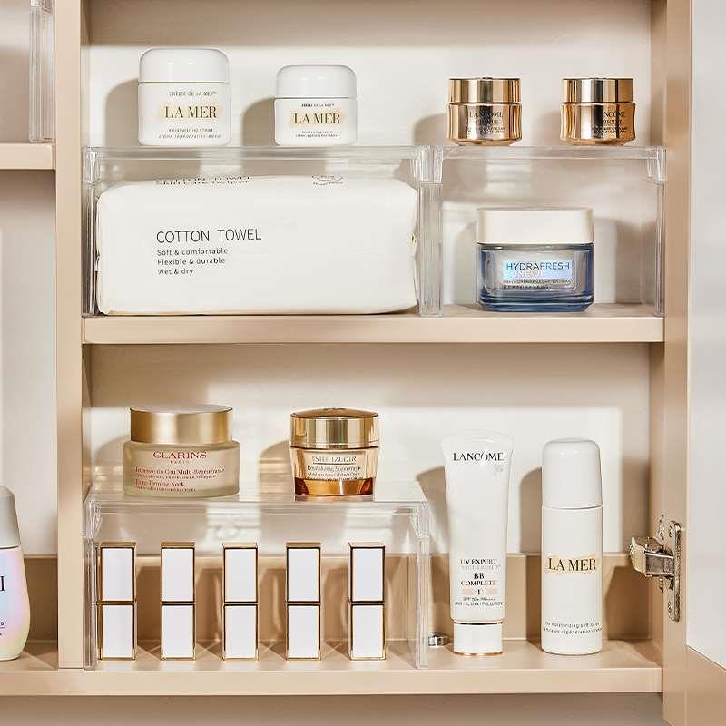 镜柜收纳架子化妆品面膜分层收纳盒护肤品盒子桌面浴室镜柜整理盒