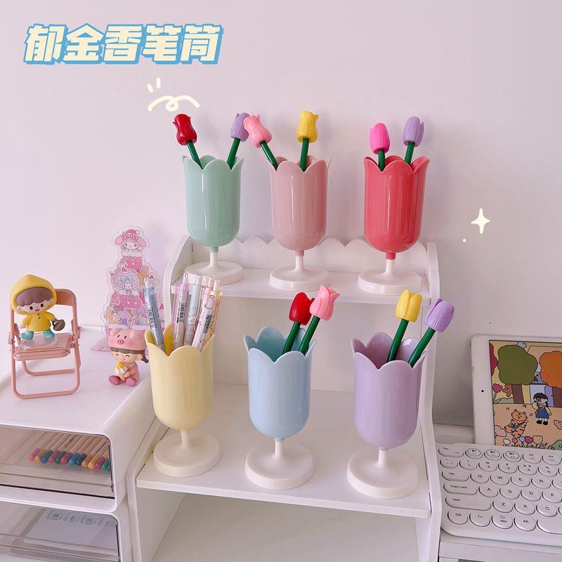 韩国ins少女心花朵桌面摆件收纳swimmer花瓣笔筒化妆刷桶拍摄道具