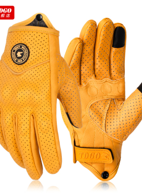 冬季摩托车骑行手套透气防风机车复古巡航半指防水防摔四季通用男