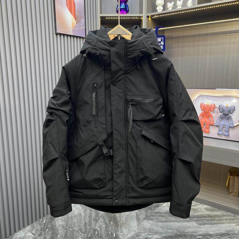 代购冬季新款潮牌多口袋工装羽绒服白鸭绒冲锋衣加厚保暖防风外套