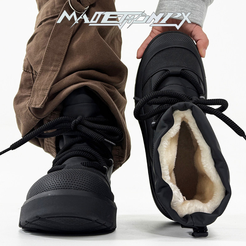 防滑保暖雪地靴中帮马丁靴2025新款东北棉鞋情侣加绒加厚工装靴