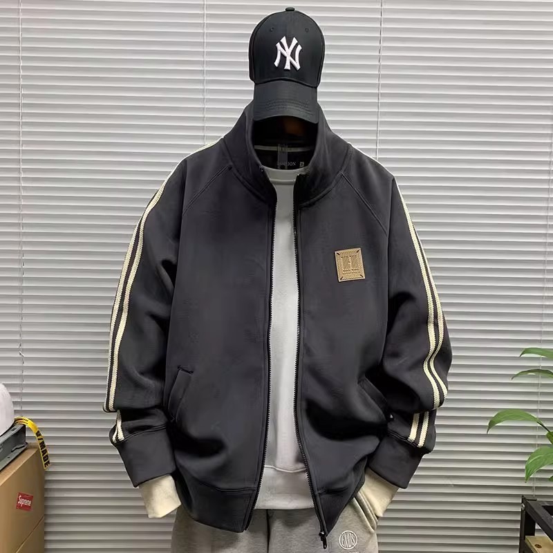 it Afternnaths潮牌立领夹克男宽松休闲运动百搭条纹卫衣拉链外套