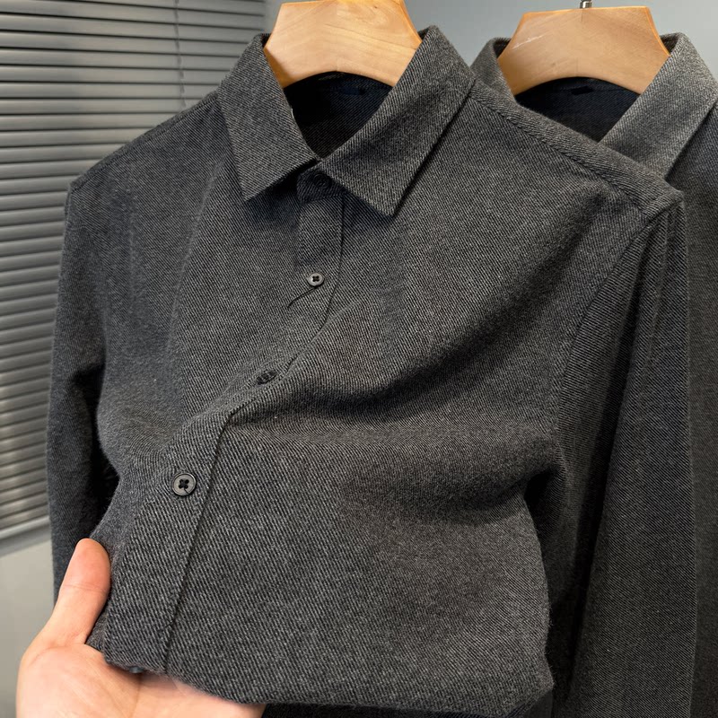 BOZZ BURY~高端水准！磨毛男士衬衫长袖加厚保暖商务休闲纯棉衬衣