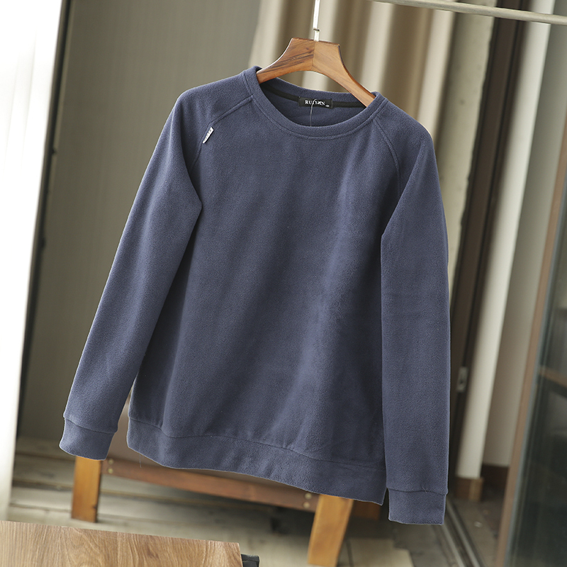 GM新潮 加厚保暖！心头好~摇粒绒卫衣男秋冬款圆领纯色休闲打底衫