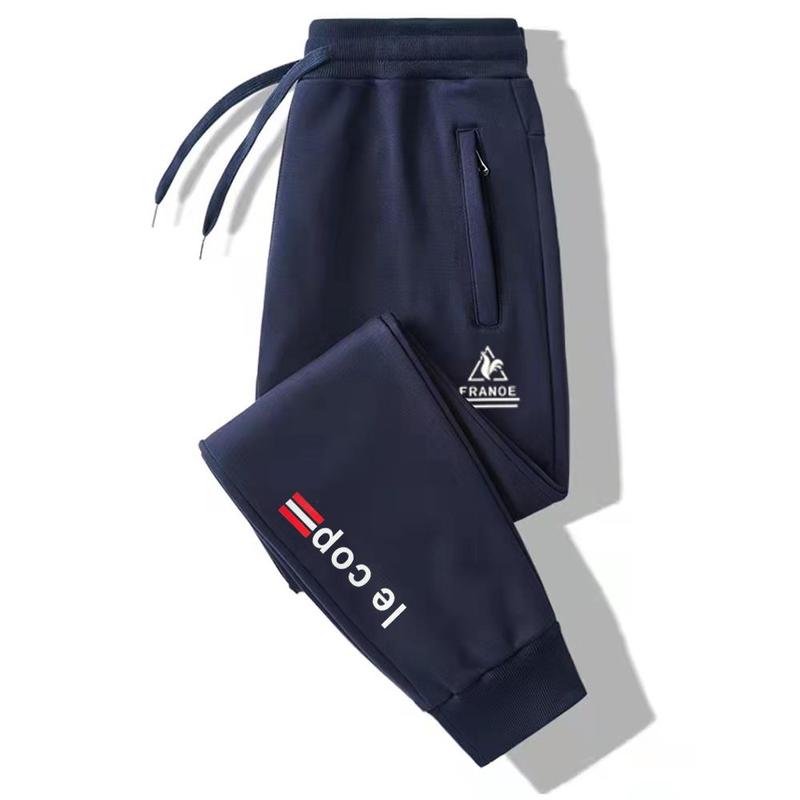 2025秋冬运动裤男士卫裤纯棉毛圈宽松口袋拉链跑步休闲束脚长裤子