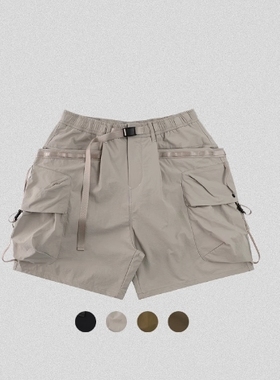 edge studio 边缘工作室 松紧腰多口袋宽松工装裤夏季短裤男裤潮