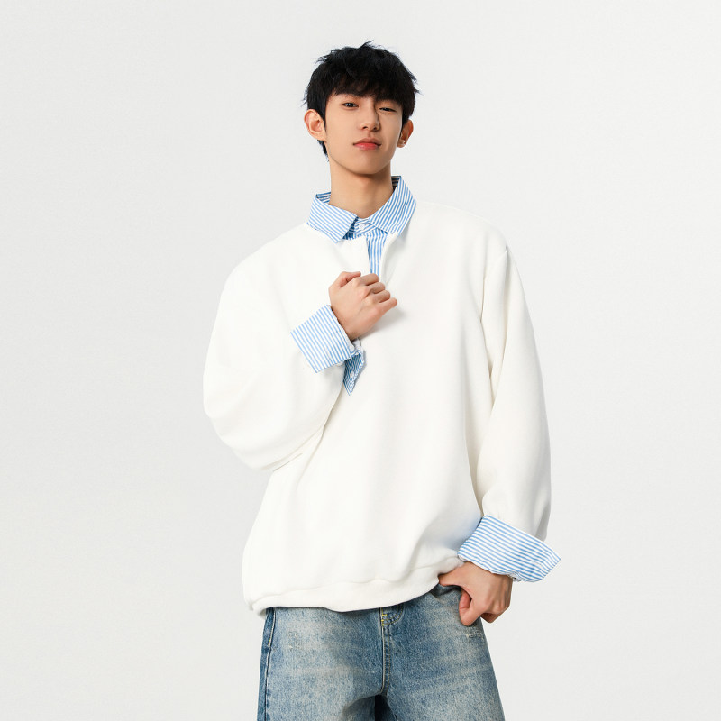 edge studio 边缘工作室25秋假两件韩衬衫领卫衣长袖翻领外套上衣