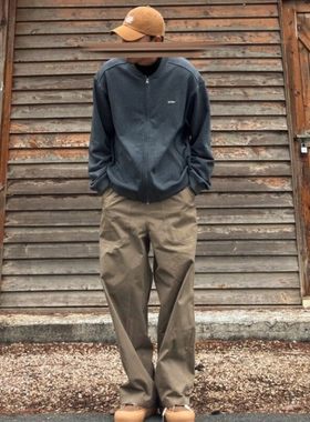 edge studio 边缘工作室 棒球领短款宽松纯棉开衫外套卫衣男装潮