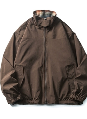 edge studio 边缘工作室 立领宽松短款宽松夹克双面穿外套男装潮