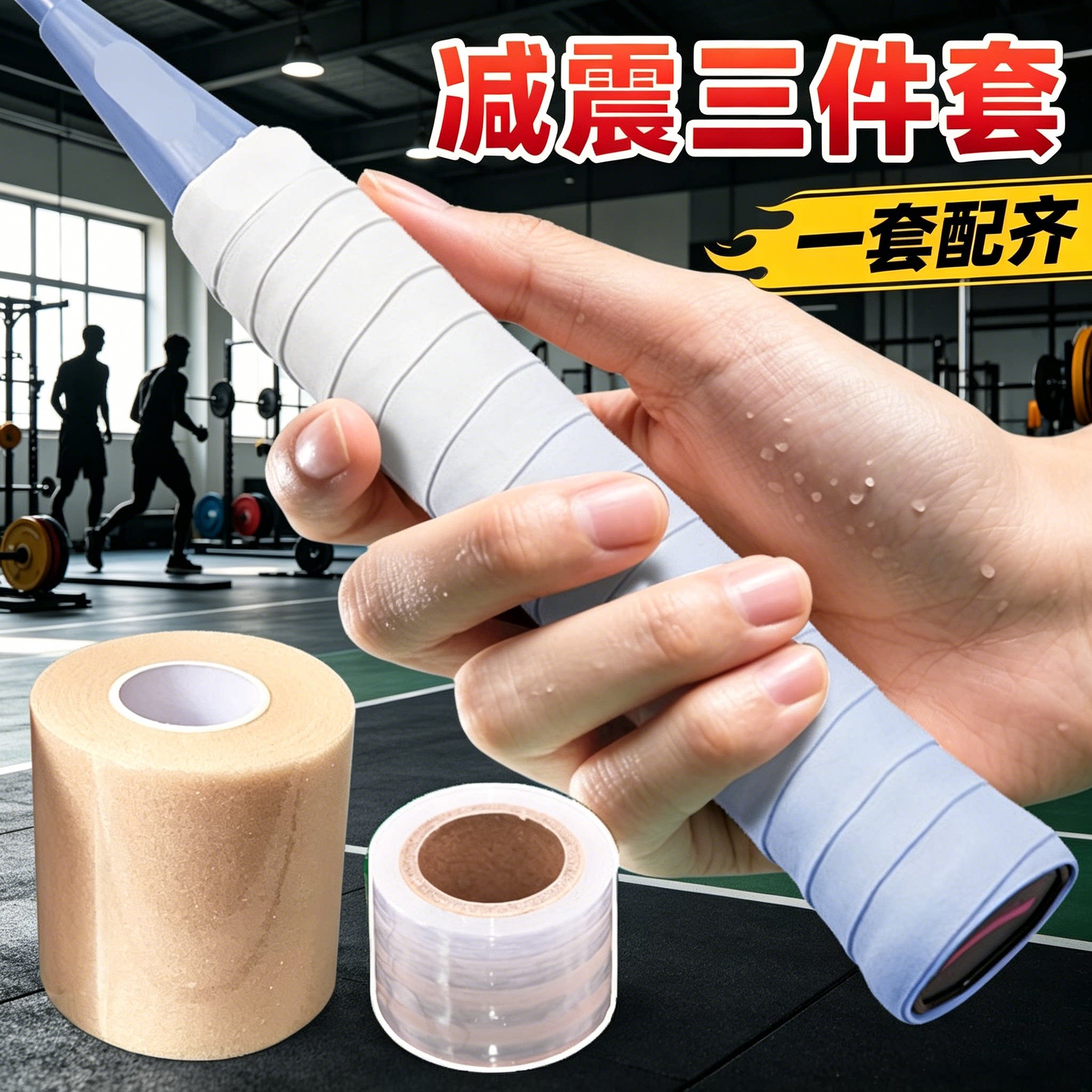 渐变色手胶缓震膜打底膜三件套装图片