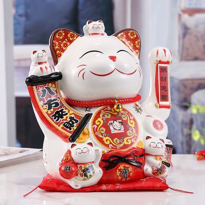 陶瓷招财猫自动招手创意饰品摆件