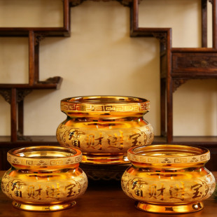 香炉家用供奉陶瓷烧香炉室内财神供奉摆件用品家庭插香沙金小111