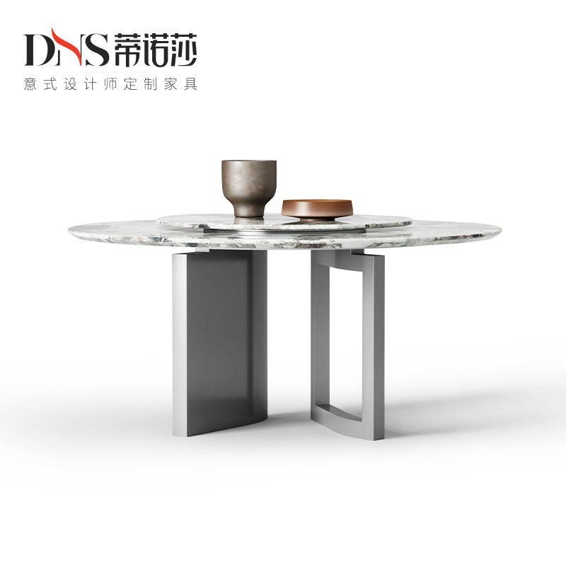 大理石餐桌圆形带转盘家用高端进口奥利奥灰天然大理石芬迪圆餐桌,住宅家具,大理石餐桌,淘宝优惠券,粉丝福利购,淘宝优惠卷