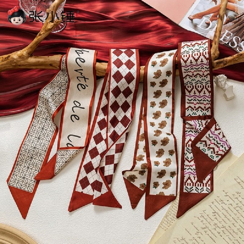 轻薄款百搭伴手礼盒配饰丝巾精致双层缎面小长条发带头饰包包绑带