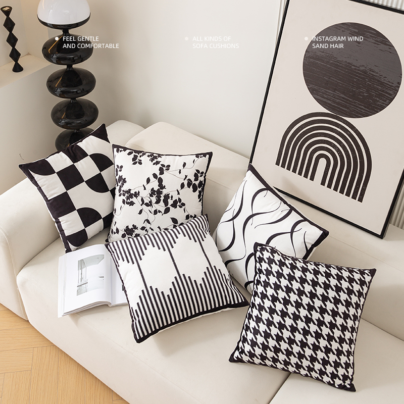 简约线条抱枕沙发客厅轻奢高级感靠背垫床头靠枕套含芯可拆卸洗