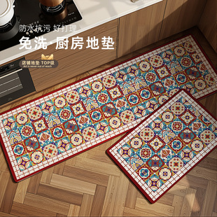 美式复古厨房地垫2026新款防滑耐磨耐脏脚垫家用防水防油可擦地毯