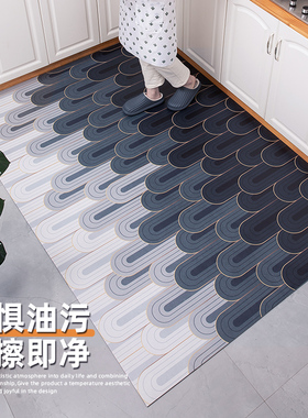 pvc厨房地垫防滑防油可擦免洗满铺皮革防水厨房地毯裁剪耐脏脚垫
