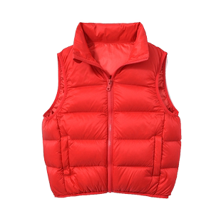 雅鹿儿童羽绒马甲男童女童中大童宝宝背心冬季加厚外穿轻薄坎肩