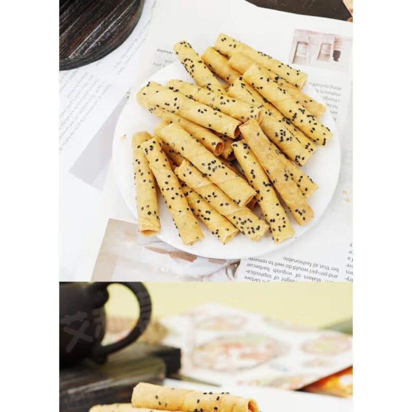 老上海芝麻味非油炸蛋卷酥脆饱腹