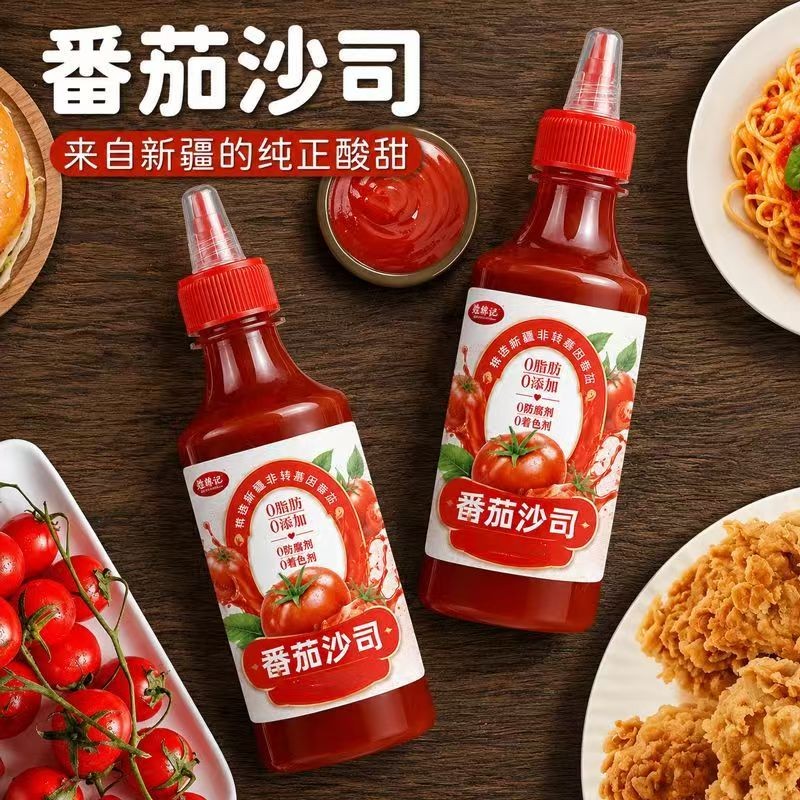番茄酱番茄沙司沙拉酱0脂肪0添加剂挤压瓶家用儿童健康调味蘸酱