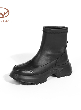 韦恩Wayne Flex增高显瘦舒适时髦简约潮流百搭时尚弹力短靴女