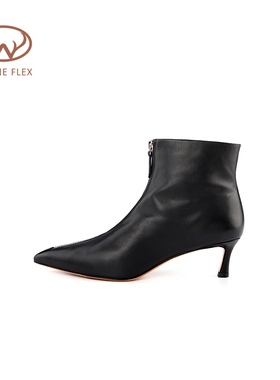 【默认瑕疵】韦恩Wayne Flex舒适前拉链酒杯跟百搭时装靴