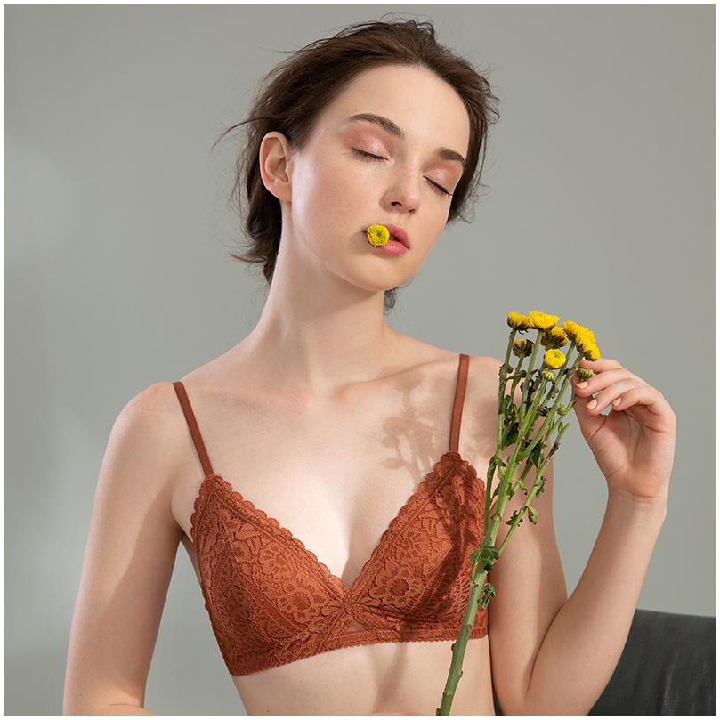 三角杯少女法式蕾丝文胸性感胸罩女式胸衣奶