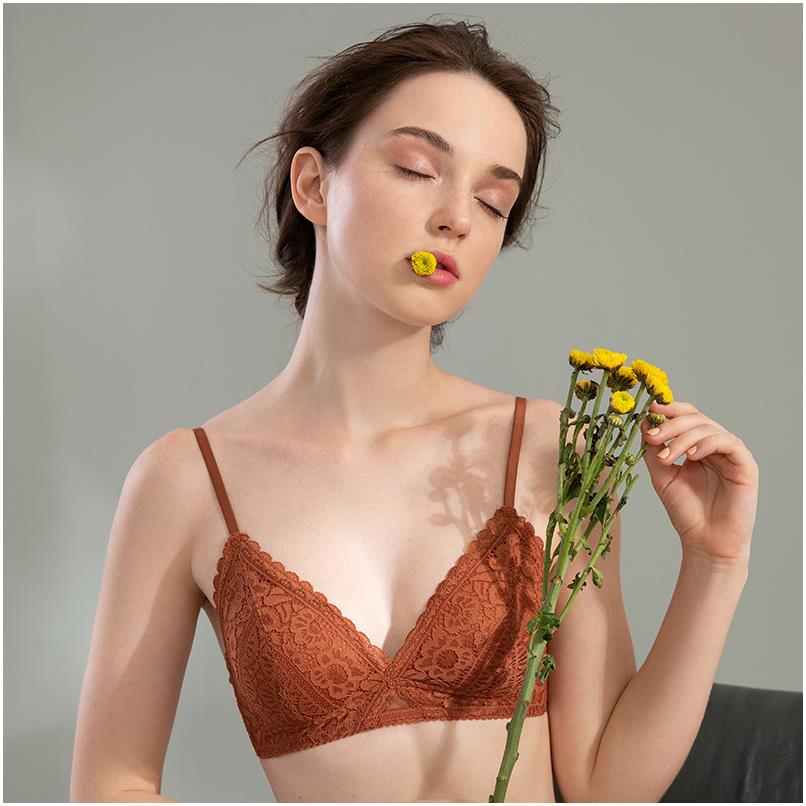 三角杯少女法式蕾丝文胸性感胸罩女式胸衣奶