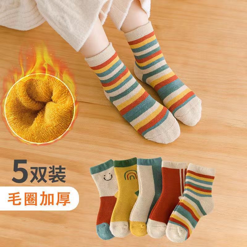 儿童袜子秋冬加厚中筒可爱