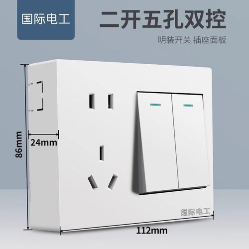 国际电工86型面板明装双开双控带
