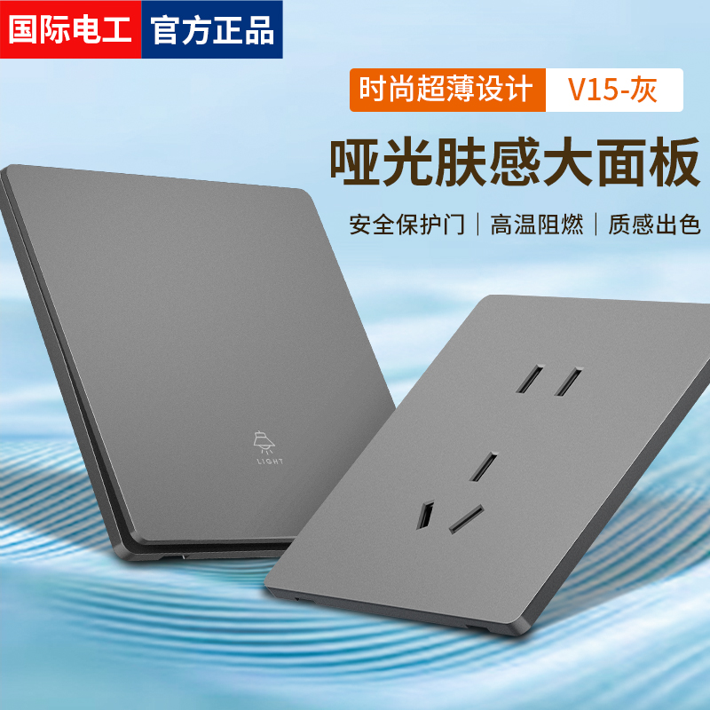 国际电工灰色单双控暗装墙壁插座