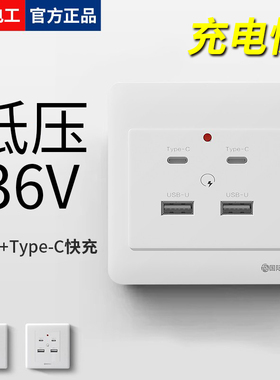 国际电工36伏低压专用苹果安卓手机充电面板36V转5V15WPD快充插座