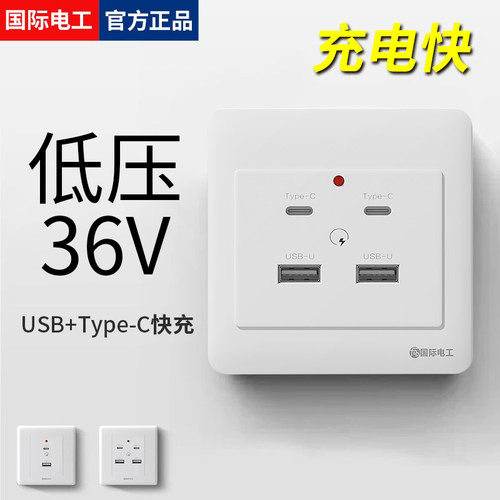 36V低压USB充电插座面板二/四位