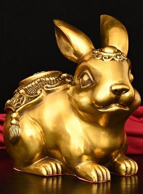 生肖兔摆件客厅招财纯铜新中式