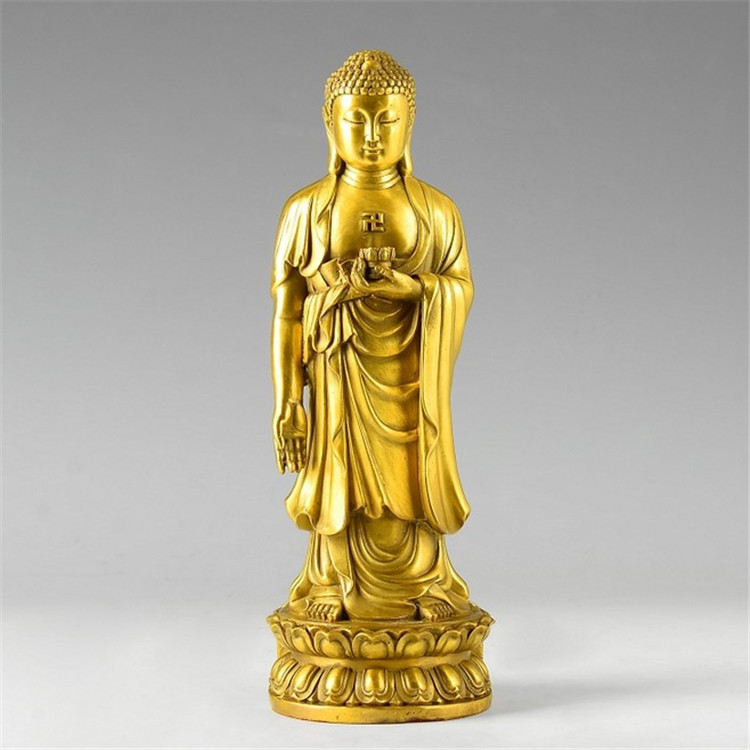 纯铜阿弥陀佛像摆件家用装饰品属猪属狗本命佛守护神工艺品中式
