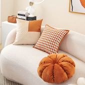 橘色抱枕组客厅沙发大靠枕圆形抱枕高颜值轻奢飘窗靠枕套含内芯