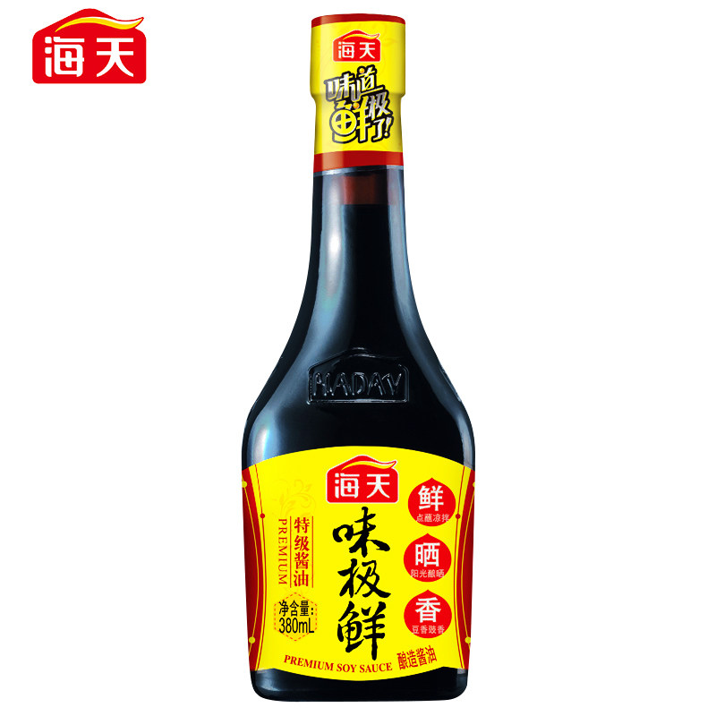 海天味极鲜特级生抽酱油380ml/瓶 蒸鱼豉油炒菜凉拌火锅蘸料调料