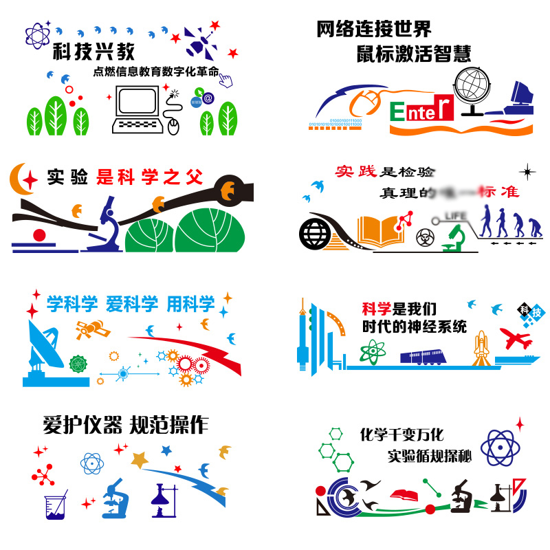 实验室化学生物物理器材室计算机网络科学科技学校教室墙面墙贴纸