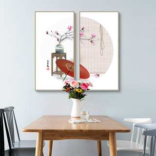 新中式玄关装饰画客厅餐厅茶室沙发背景墙花卉画书房水墨禅意挂画
