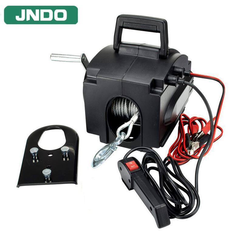 2000磅12v船用绞盘 拖车船游艇用绞车可配无线便携式电动绞盘