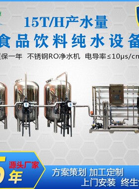 厂家定制15吨级反渗透设备工业食品饮料生产纯水过滤系统净水机