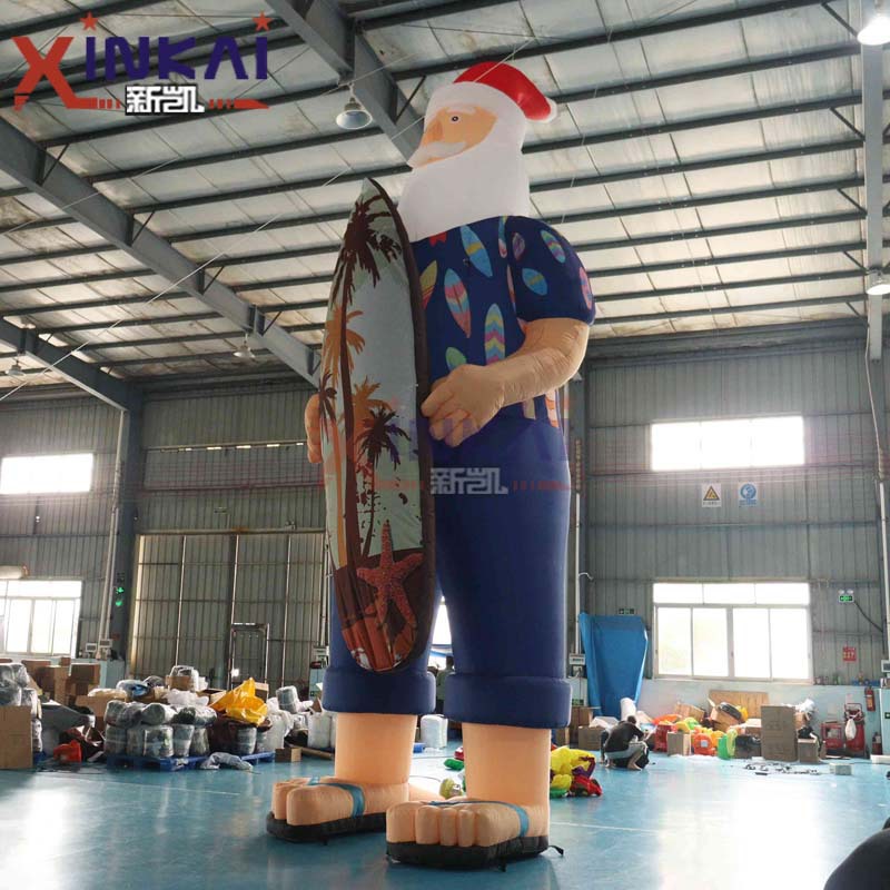 跨境专供商场圣诞活动节日卡通充气装饰海滩圣诞老人带水上滑板