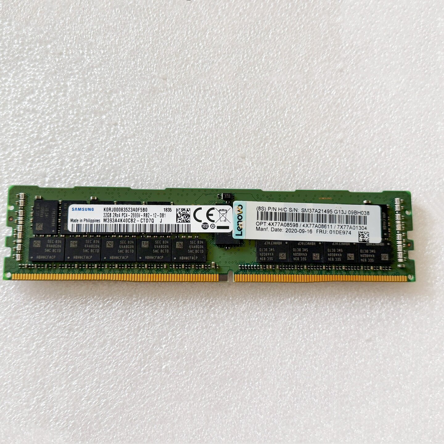 三星联想32G 2RX4PC4-2666V服务器内存条M393A4K40CB2 01DE974