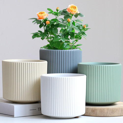陶瓷花盆北欧简约送塑料托盘
