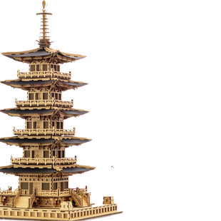 苏州寒山寺普明宝塔中国古建筑榫卯积木玩具古风拼装国潮纸玩模型