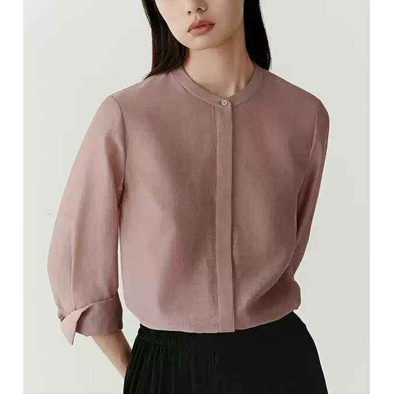 【IL定单】女装2025年夏季新款长袖花式上衣立领气质通勤时尚衬衫