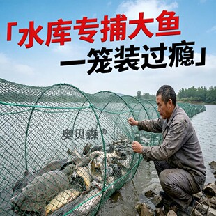 专用虾笼新型鱼笼只进不出防逃网两头通渔网鱼网老式小网孔进鱼笼